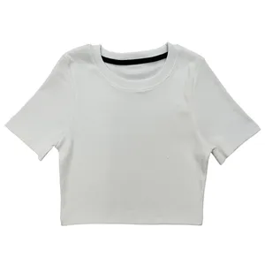 کراپ‌تاپ آستین کوتاه زنانه مدل کبریتی کد 27-10 رنگ سفید