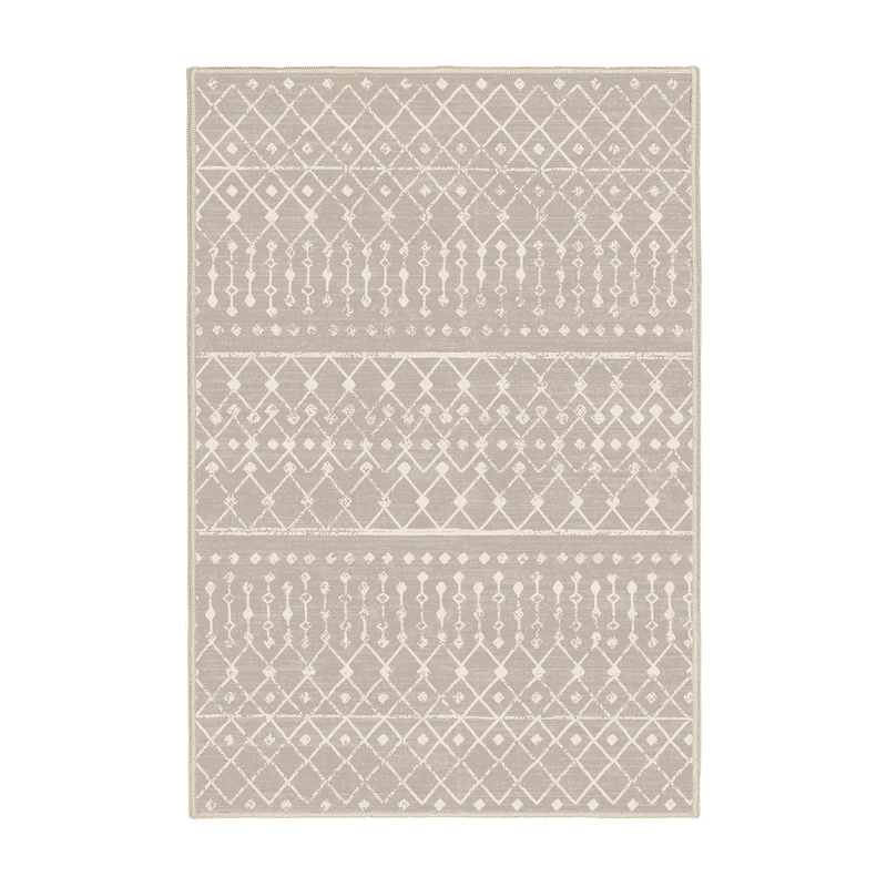 فرش ماشینی 1000 شانه زمینه کرم حاشیه کرم صورتی مدل اورکوم کد OR.1126.3