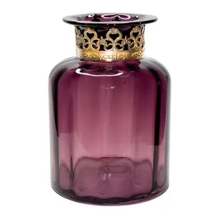گلدان شیشه ای طرح گردن مشبک مدل استوانه کد A004 