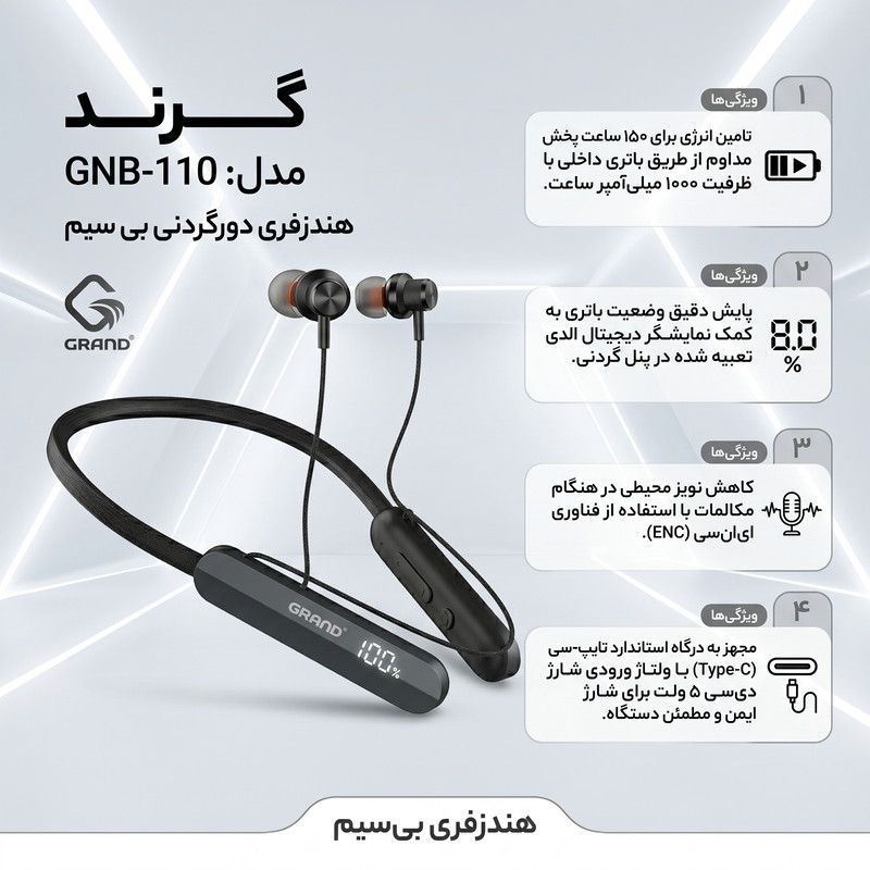 هدفون بلوتوثی گرند اسکای مدل GNB - 110