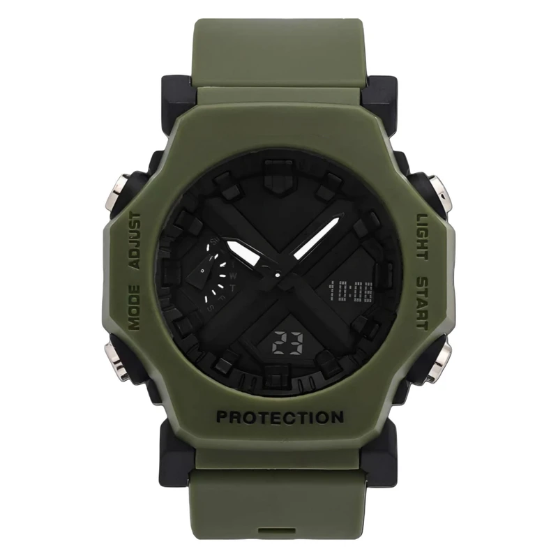 ساعت مچی عقربه‌ای کوارتز مردانه مدل دو زمانه کرنوگراف بند پیو کد c