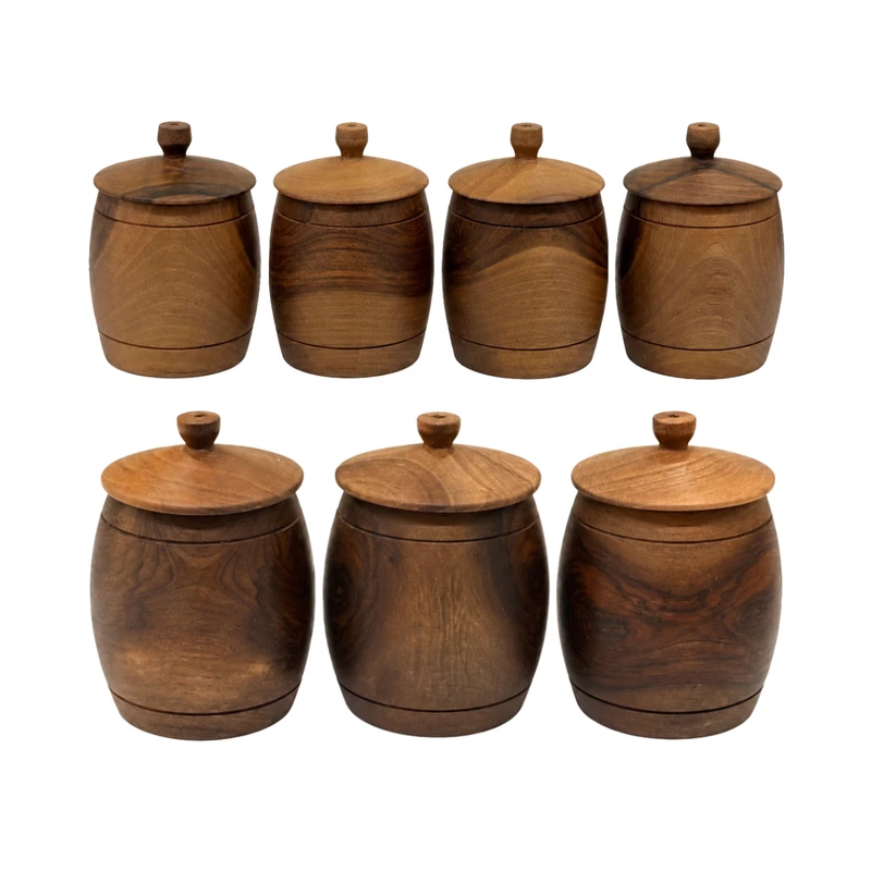 بانکه مدل چوب گردو طرح خمره ای مجموعه 7 عددی