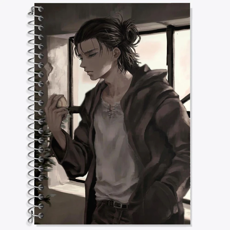 دفتر زبان 50 برگ خندالو مدل دو خط طرح ارن انیمه اتک آن تایتان Attack on Titan کد 18571