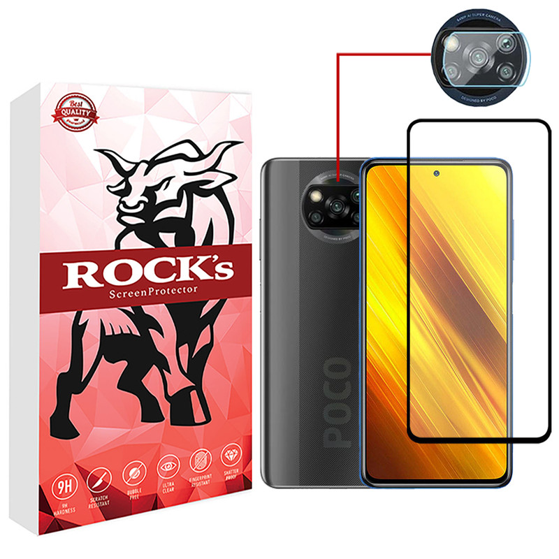 محافظ صفحه نمایش سرامیکی مات راکز مدل CRM مناسب برای گوشی موبایل شیائومی Poco X3 NFC به همراه محافظ لنز دوربین