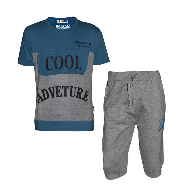ست تی شرت آستین کوتاه و شلوارک پسرانه مدل Cool