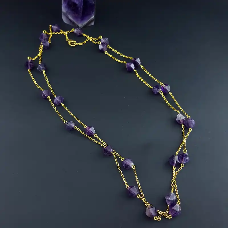 گردنبند زنانه مدل آمیتیست کد 28