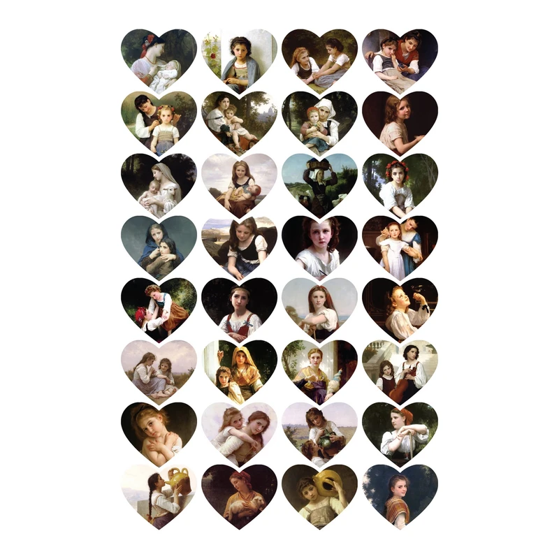 استیکر مدل قلبی آثار هنری آدولف بوگرو کد 5 مجموعه 32 عددی