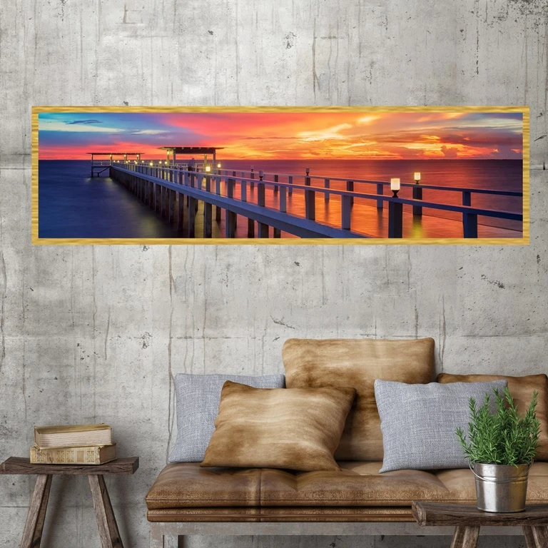 تابلو بکلیت طرح اسکله چوبی مدل کشیده T-7787