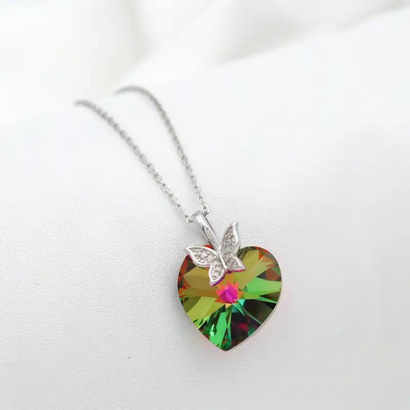 گردنبند نقره زنانه مدل قلب و پروانه کد SLP-58