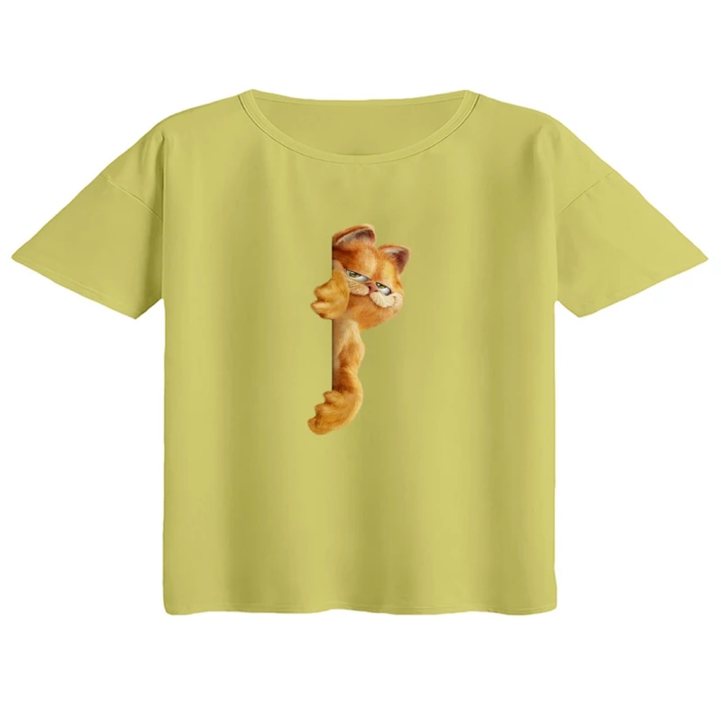 کراپ تی‌شرت آستین کوتاه زنانه مدل گارفیلد کد۱