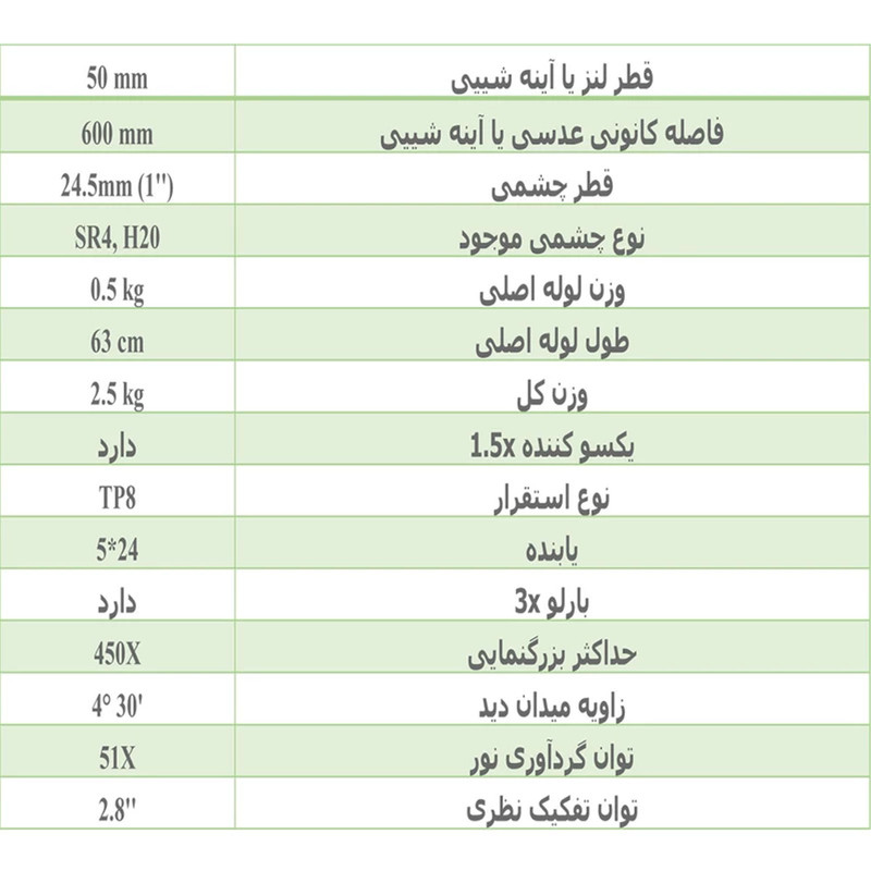 تلسکوپ مدل شکستی 450X TWB به همراه سه پایه