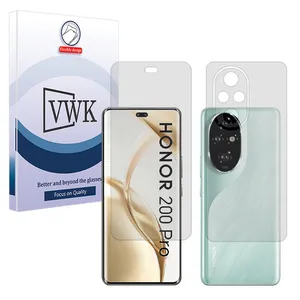 VWK Tough model matte screen protector suitable for Honor 200 Pro mobile phone along with the back protector