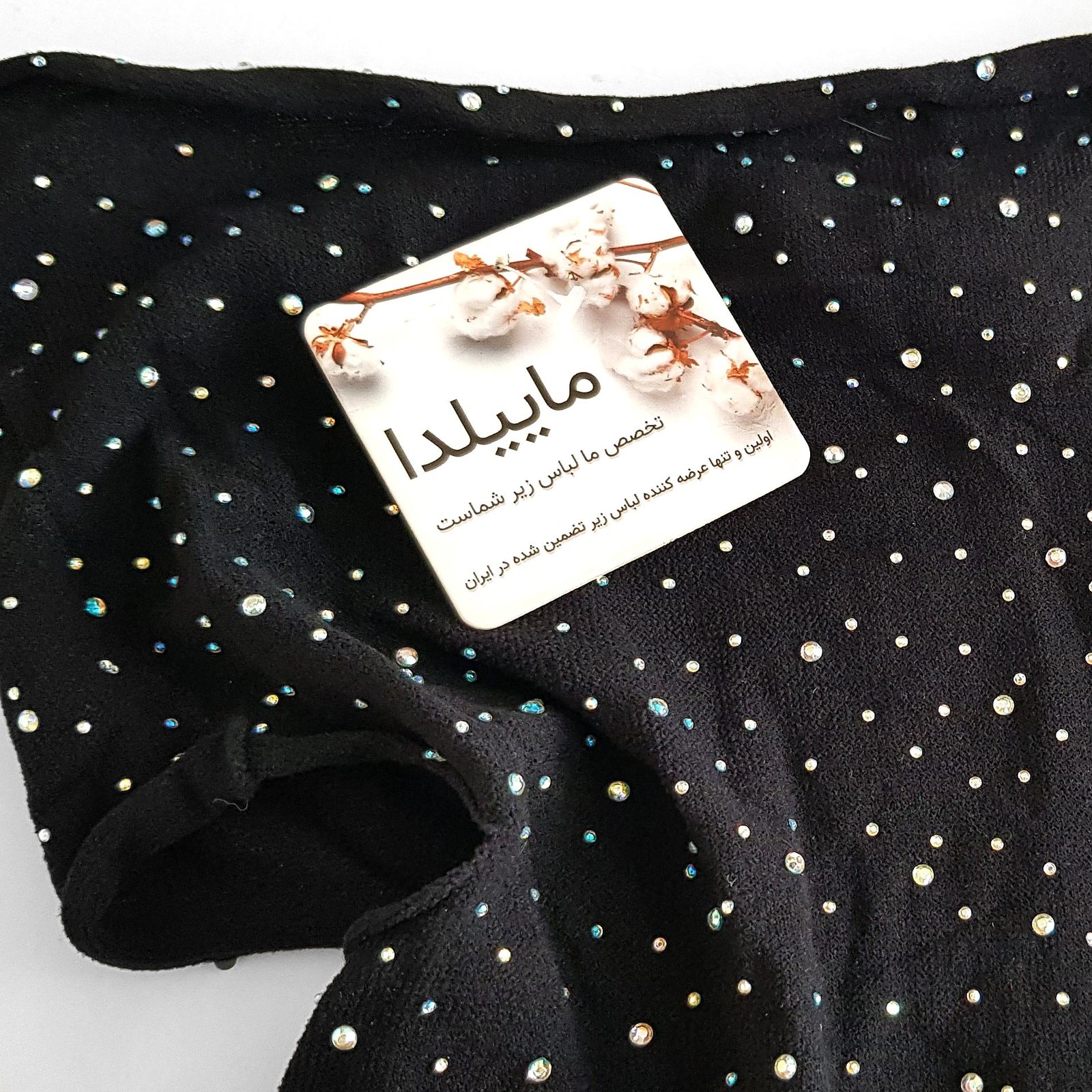 لباس خواب زنانه ماییلدا مدل نگین دار فانتزی کد 4860-7143 رنگ مشکی -  - 3