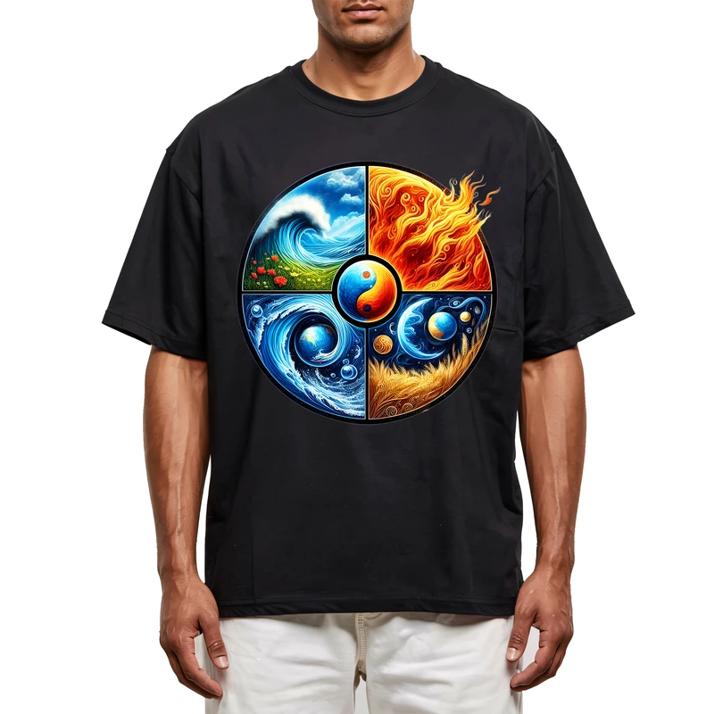 تی‌شرت آستین کوتاه مردانه مدل چهار عنصر کد 77726