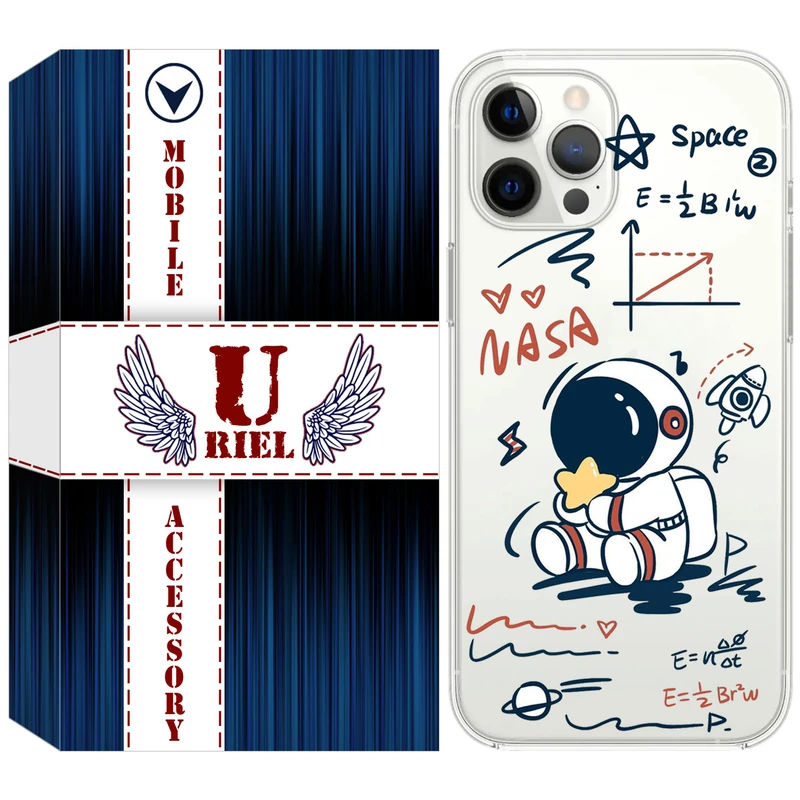 کاور ژله ای یوریل قاب مدل Clear کد 1 طرح فضانورد مناسب برای گوشی موبایل اپل iPhone 12 Pro