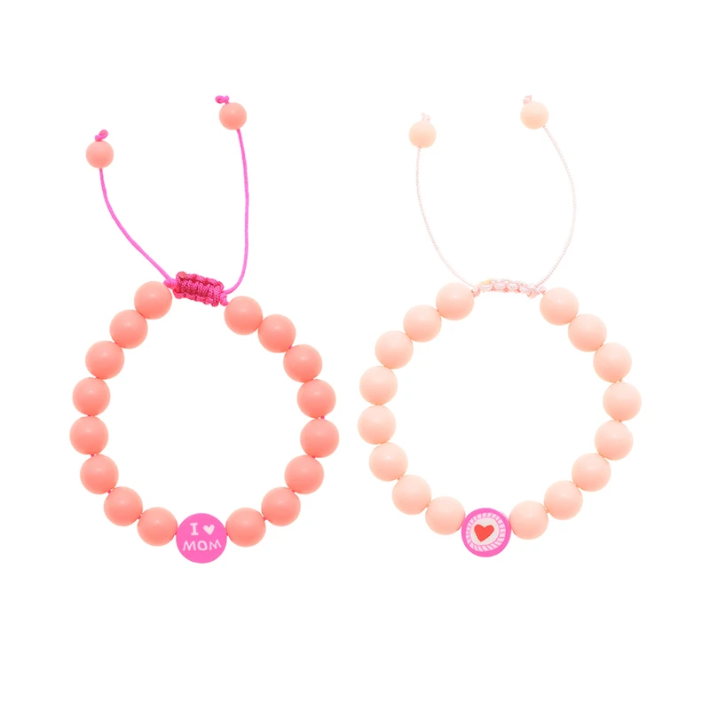 دستبند دخترانه دلنار گالری مدل قلب و I Love mom بسته 2 عددی