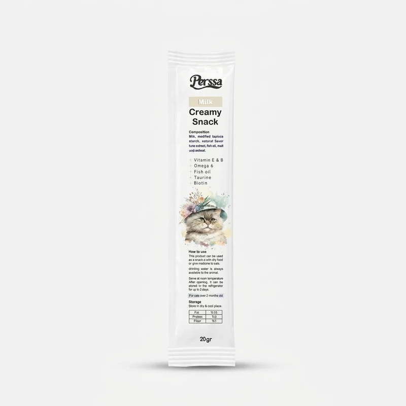 بستنی گربه پرسا مدل Creamy با طعم شیر وزن 20 گرم