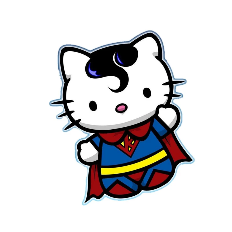 استیکر پارچه و لباس پاد آفرین مدل کارتونی کیتی Kiti سوپرمن بامزه جذاب کد 1268