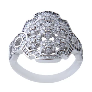 انگشتر نقره زنانه بازرگانی میلادی مدل فول نگین برلیان بدون ریزش ابکاری رادیوم کد AWR_638