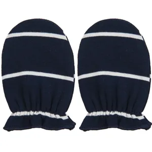 دستکش نوزادی نیلی مدل Navy Blue Stripes