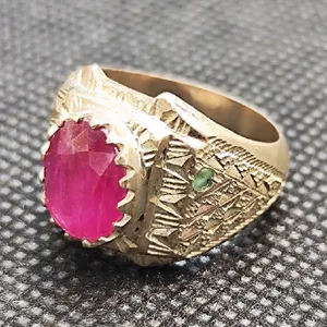 انگشتر نقره مردانه مدل سنگ یاقوت آفریقایی کد 36