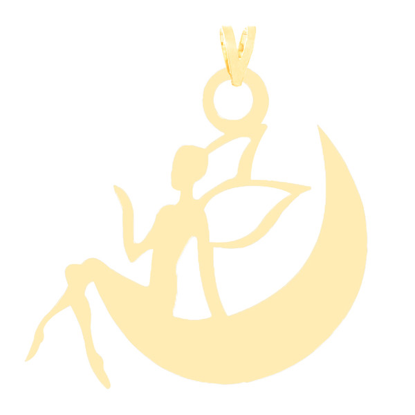 آویز گردنبند طلا 18 عیار زنانه کرابو طرح ماه و فرشته مدل Kr3057