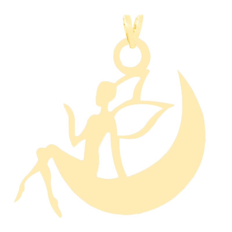 آویز گردنبند طلا 18 عیار زنانه کرابو طرح ماه و فرشته مدل Kr3057 -  - 1