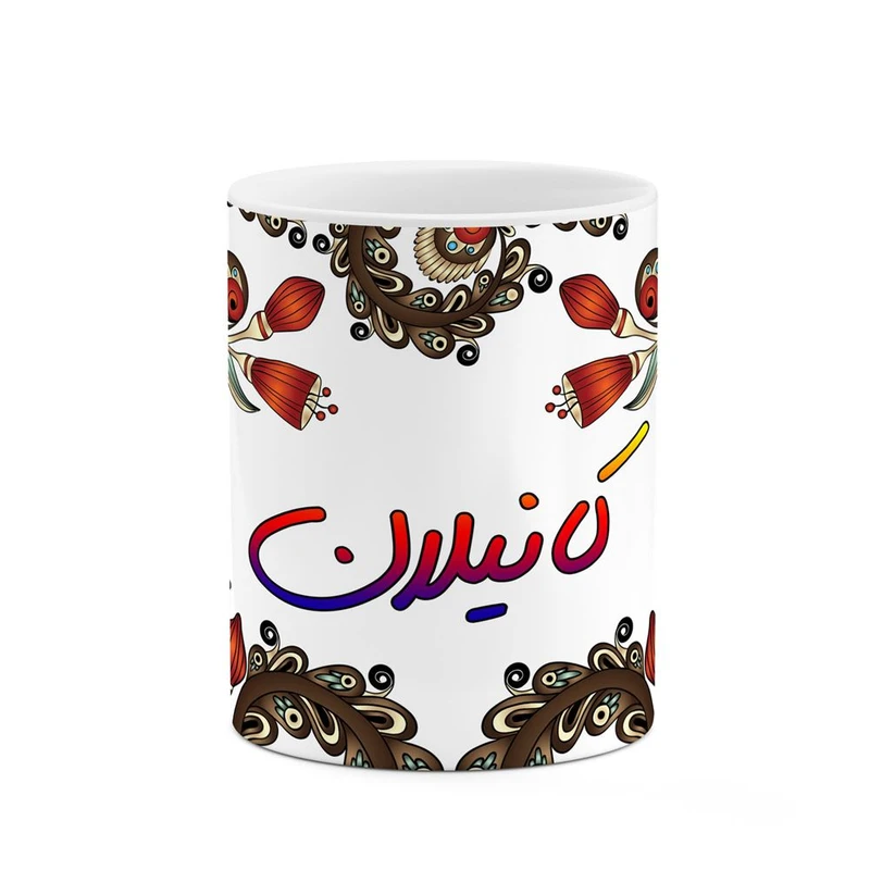ماگ کاکتی مدل اسم کانیلان طرح سنتی گل و بته کد mgh46564