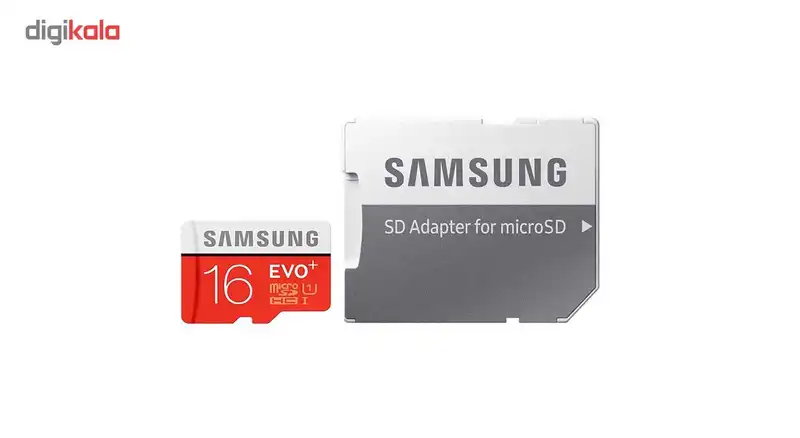 کارت حافظه microSDHC سامسونگ مدل Evo Plus کلاس 10 استاندارد UHS-I U1 سرعت 80MBps همراه با آداپتور SD ظرفیت 16 گیگابایت