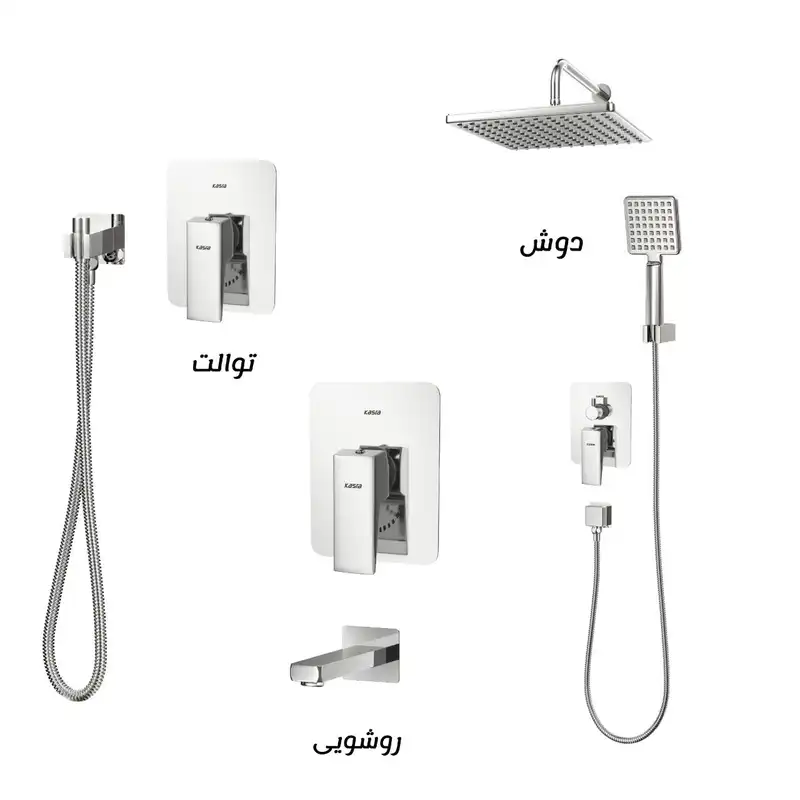 ست شیرآلات کسری مدل دامون توکار مجموعه 6 عددی