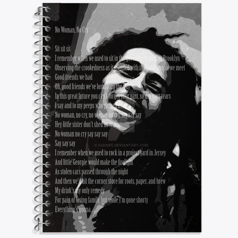 دفتر زبان 50 برگ خندالو مدل سه خط طرح باب مارلی (Bob Marley) کد F1990