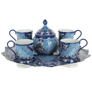 سرویس چای خوری مسی میناکاری شده کارگاه رستا 6 پارچه