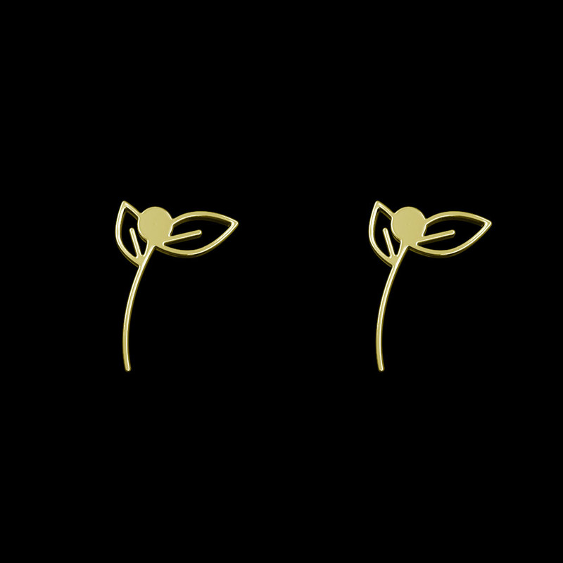 گوشواره طلا 18 عیار زنانه مدوپد مدل برگ کد GA1-15995