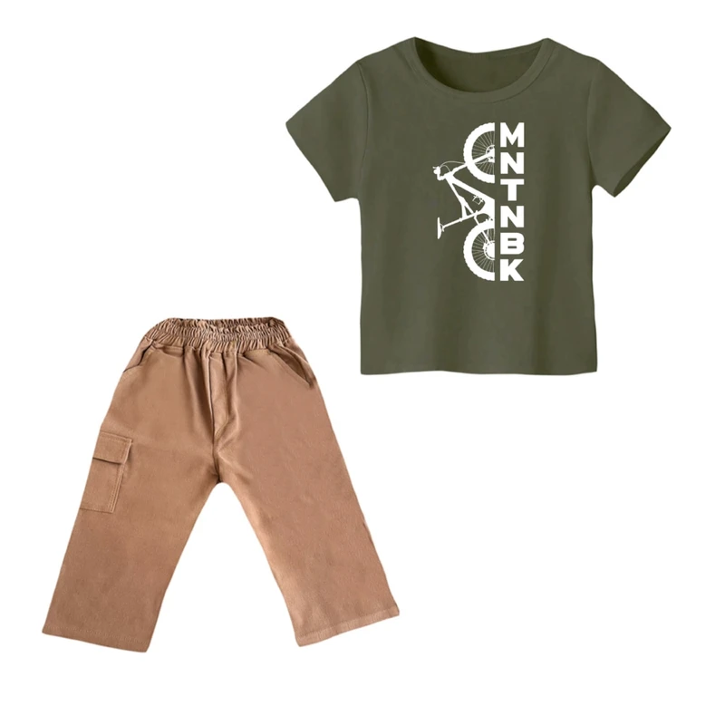 ست تی شرت و شلوارک پسرانه مدل دوچرخه کد ۱۱