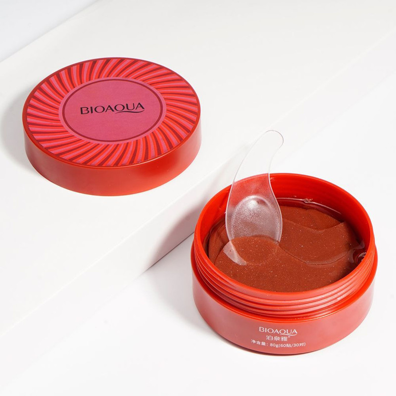 ماسک زیر چشم بایو آکوا مدل HAEMATOCOCCUS حجم 60 میلی‌لیتر با ویتامین E، نرم‌کننده، مرطوب‌کننده، محکم‌کننده، رفع چین و چروک، کاهش سیاهی و گودی دور چشم، بسته 60 عددی