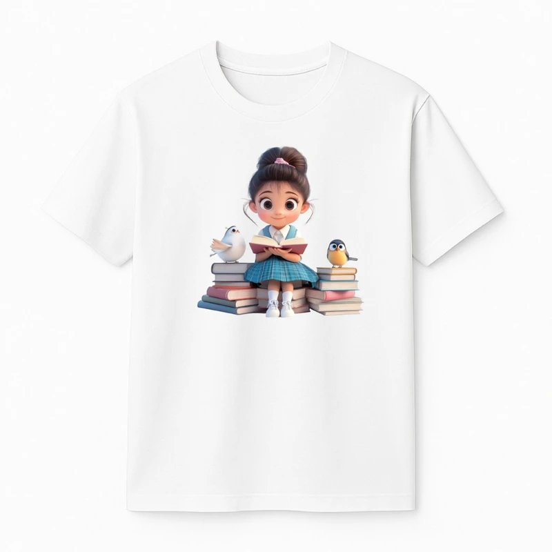 تی‌شرت آستین کوتاه دخترانه مدل کتاب کد v26