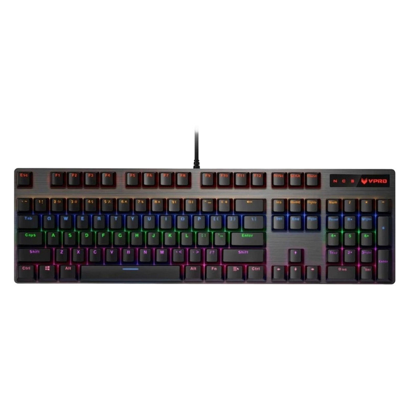 کیبورد مخصوص بازی مکانیکی رپو مدل V500PRO، مکانیکال سوییچ آبی، Full size، نورپردازی RGB