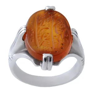 انگشتر نقره مردانه بازرگانی میلادی مدل  عقیق یمنی خطاطی رکاب دستساز کد AM_1025