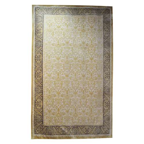 فرش ابریشمی کرامتیان طرح پالازی کد 347C زمینه کرم
