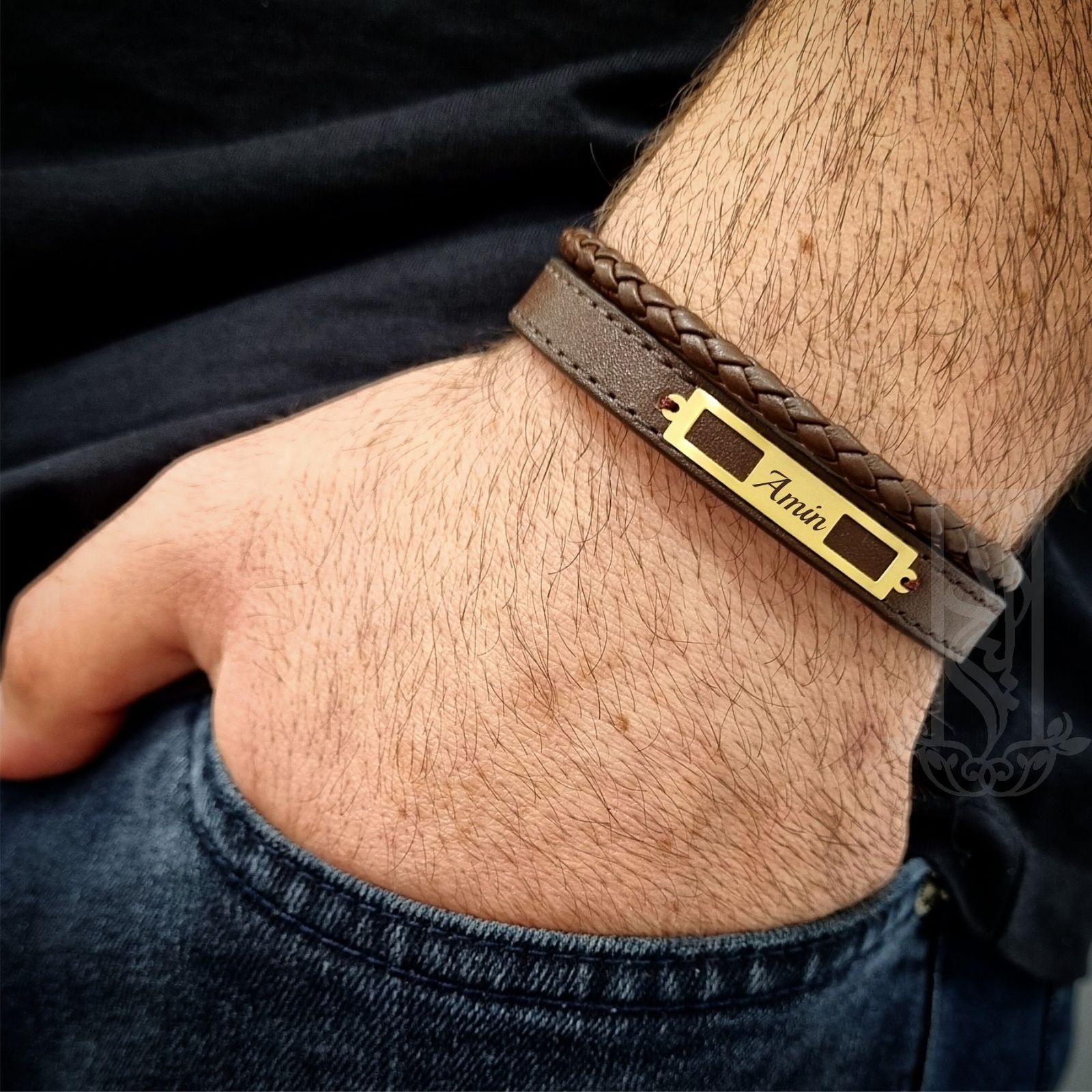 دستبند طلا 18 عیار مردانه لیردا مدل اسم امین 825 -  - 3