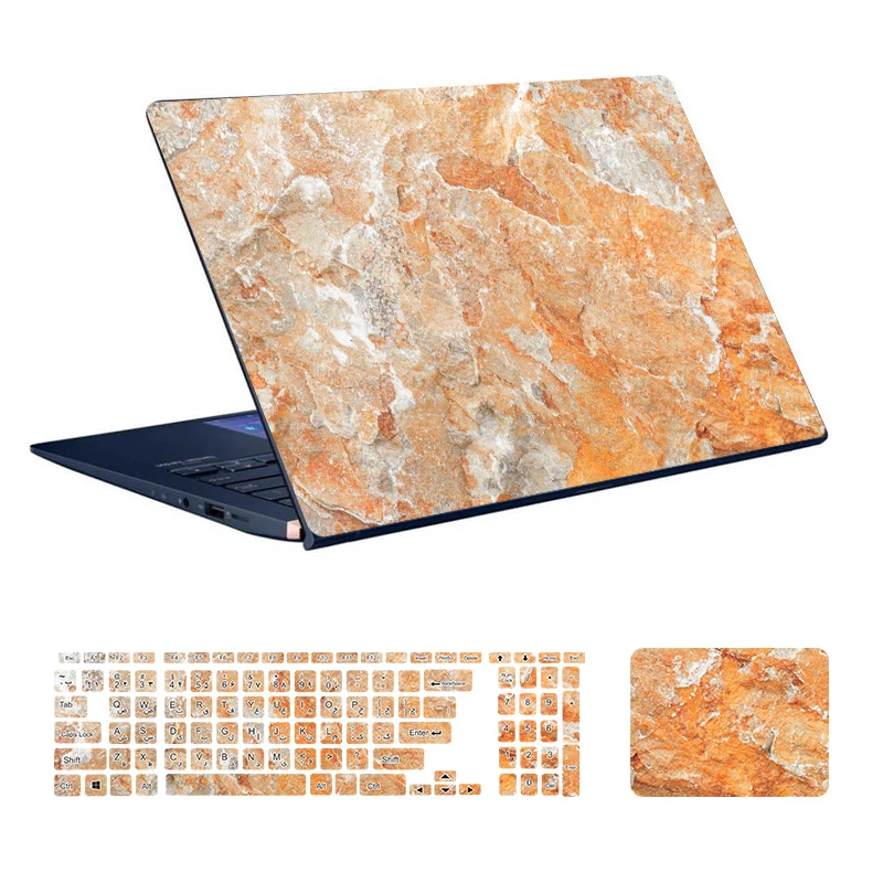  استیکر لپ تاپ توییجین و موییجین طرح Marble کد 78 مناسب برای لپ تاپ 15.6 اینچ به همراه برچسب حروف فارسی کیبورد 