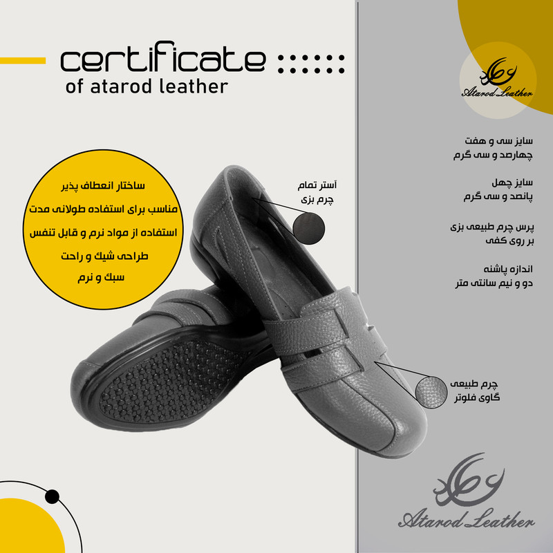 کفش زنانه چرم عطارد مدل چرم طبیعی کد SH173