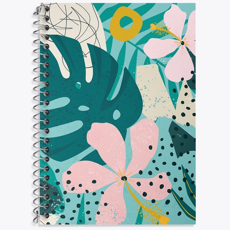 دفتر زبان 50 برگ خندالو مدل دو خط طرح گل کد N577