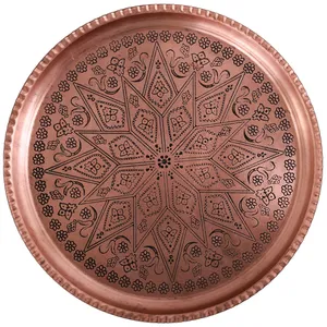 سینی مسی سنونی مدل 03-03 طرح دایره قطر 21 سانتی متر