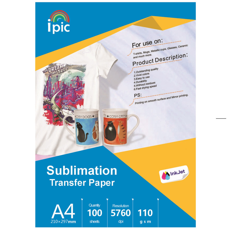 کاغذ چاپ عکس آی پیک مدل 110gسابلیمیشن A4 بسته 100 عددی