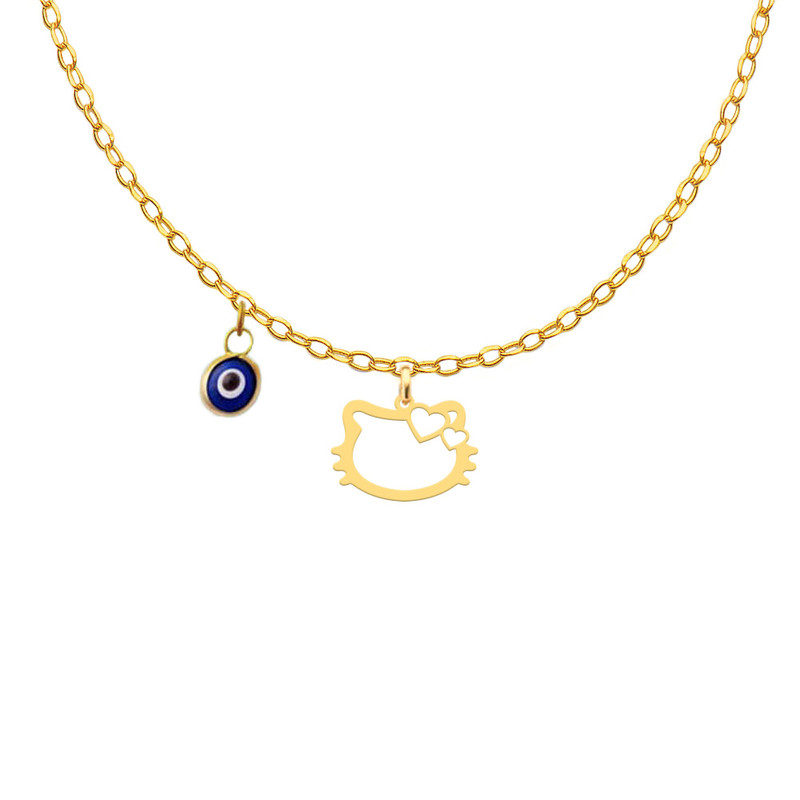 گردنبند طلا 18عیار دخترانه کرابو طرح کیتی مدل Kr11069