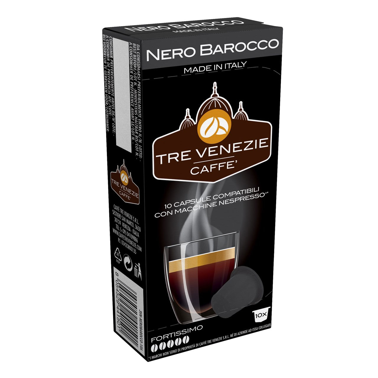 کپسول قهوه تِرِونیز مدل Nero Barocco بسته 10 عددی
