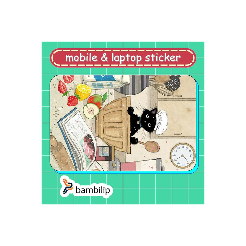 استیکر بامبیلیپ مدل کارت عابر طرح گربه کیک پز کد 9345791