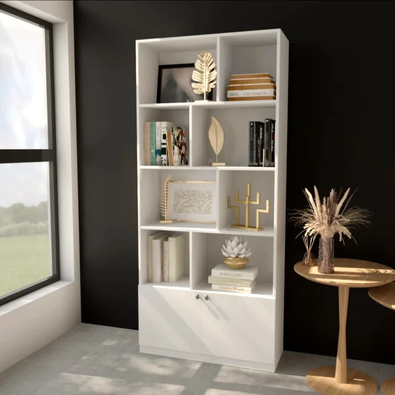 کتابخانه پنج طبقه مدل مشبک درب دار