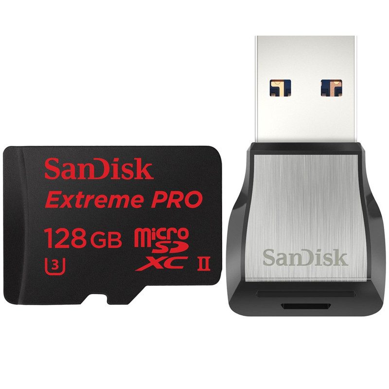 کارت حافظه microSDXC سن دیسک مدل Extreme PRO کلاس 10 استاندارد UHS-II U3 سرعت 275MBps همراه با ریدر USB 3.0 ظرفیت 128 گیگابایت